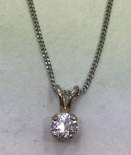 14 karat Diamond necklace 14K white gold 1/3 carat diamond solitaire charm chain