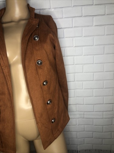 Womens Size M Brown Open Front Jacket Soft Brushed Stretch Polyester Lined - Picture 3 of 13