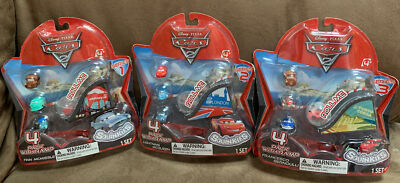 DISNEY PIXAR CARS SQUINKIES SERIES 1,2,3 EACH INCLUDES 4 PACK & RAMP SUPER CUTE!