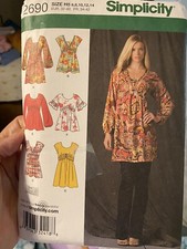 SIMPLICITY PATTERN 2690 VARIETY MINI DRESS, TUNIC TOP SIZES: 6-8-10-12-14 CUT