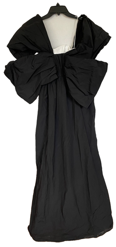 Abito Marchesa Notte Cape Back Colonna in avorio nero donna TAGLIA 10 NUOVO $895 - Foto 7 di 9