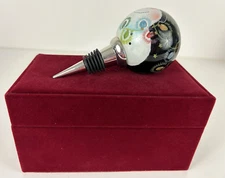 ❤️ Ne Qwa Art Wine Bottle Stopper Hand Painted Glass Christmas Lights