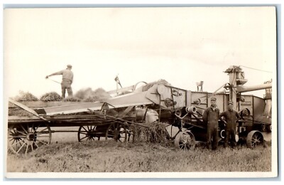 c1930's Farming Threshing Machine McCormick Deering Vintage RPPC Photo Postcard