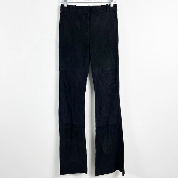 Pantalones acampanados de gamuza Rachel Zoe Danielle Goat talla 0 nuevos con etiquetas monocromo liso negro Foto 2 de 4