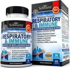 Respiratory & Immune Lung Support Supplement w Quercetin, Vitamin D Cordyce 60ct