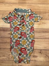 Posh Peanut Bamboo Smiley Faces , Tongue Mouth Romper 12-18 Months