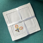 (4) Henry Handwork 100% Cotton Cocktail NAPKINS Embroidered Tennis Country Club