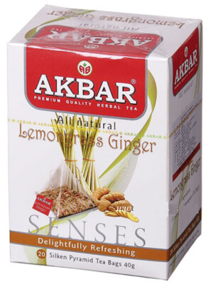 AKBAR SENSES HERBAL TEA LEMONGRASS GINGER 20 Pyramids US Seller Import