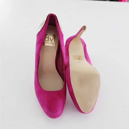 DV Dolce Vita Suede Stiletto Platform Pumps With Heel Plate Accent Pink 7 $120 - Picture 8 of 8