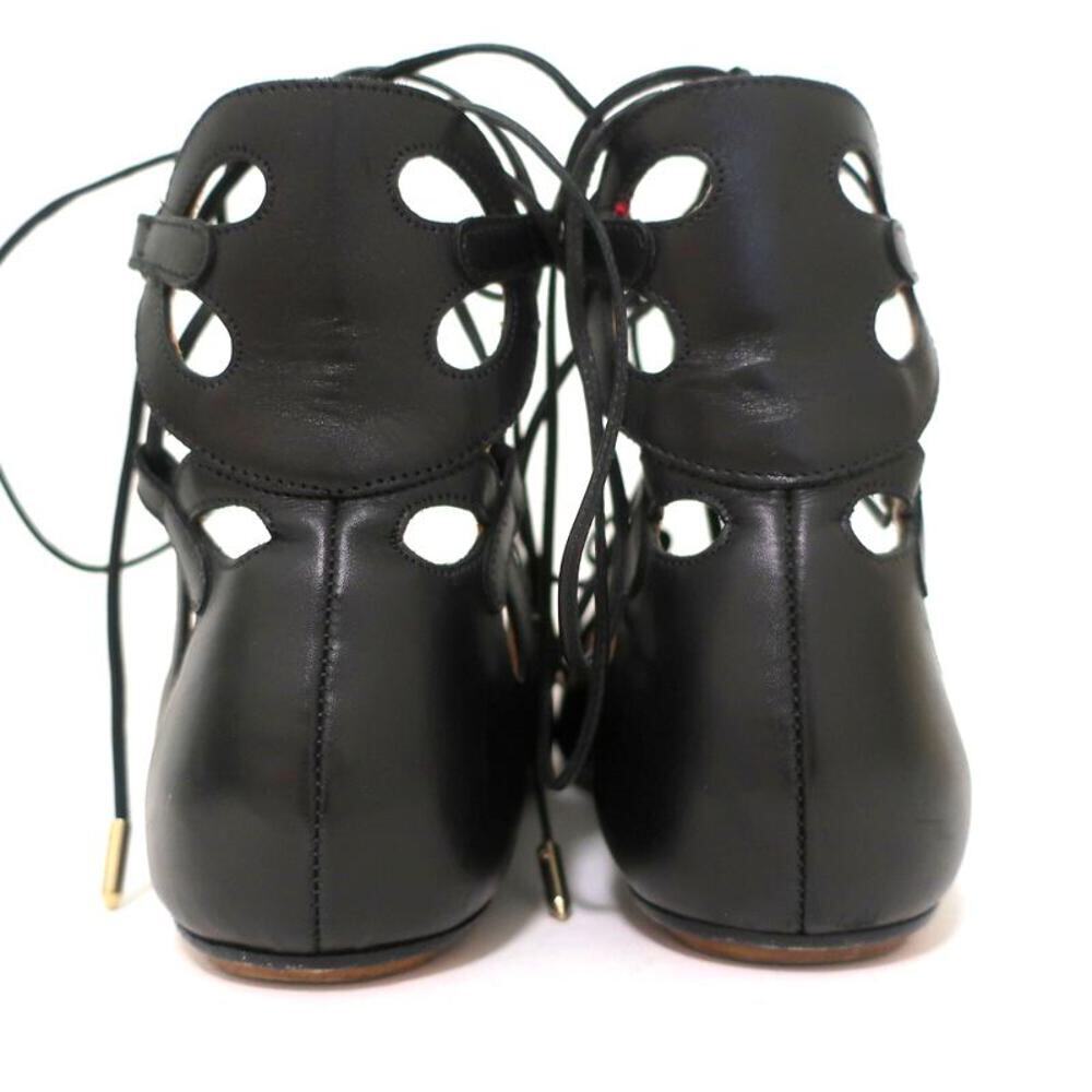 値下げ！　アクアズーラ　AQUAZURA 黒 レザー フラットシューズ　39 Aquazzura アクアズーラ ブラック レースアップ フラット