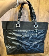 Beautiful Chanel Large Black Quilted Biarritz GM Tote Handbag
