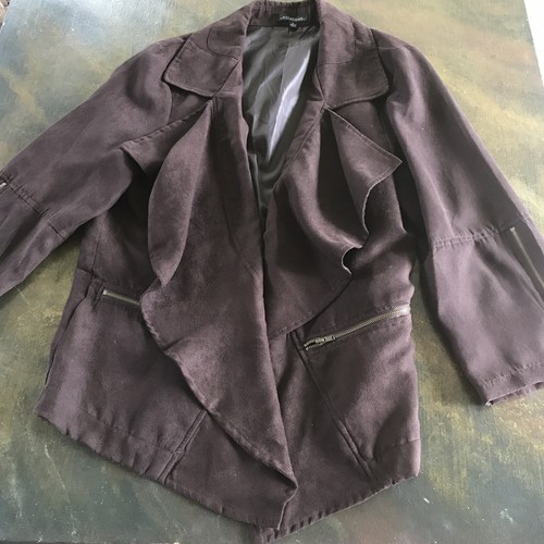 BRANDNEU mit Etikett Notationen Gr. L Mikrofaser Jacke braun gefüttert Kragen Messing Reißverschluss - Bild 1 von 9