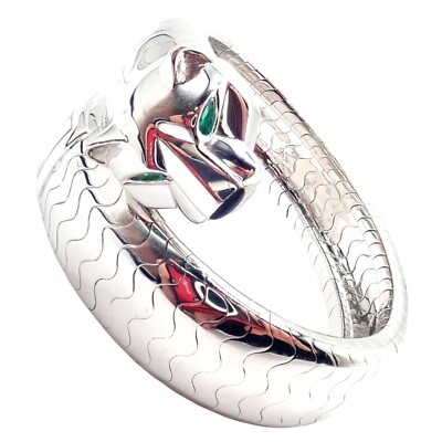 Cartier Panther Panthere 18k White Gold Lakarda Bangle Bracelet Watch Paper