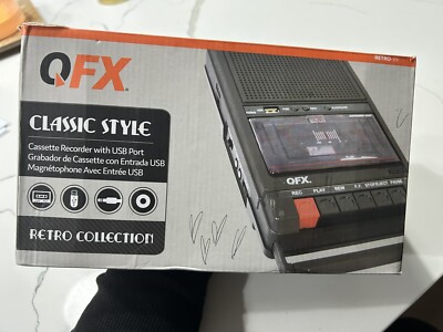 New QFX Retro-39 Black Classic Style Cassette With USB Port Cassette Player
