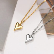50CM Stainless Steel Heart Pendant Gold /Steel Color Love Women Necklace Jewelry