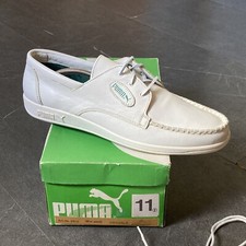 Vintage 1980s PUMA Casuals Leisure Shoes UK11 Made In Italy OG DS White Boat 80s