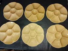 Vintage set of 6 yellow oyster plates Gien French majolica