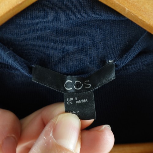 COS Womens Dress Small Blue Shift Short Cowl Neck Pockets Knit Corporate Career - Picture 3 of 8
