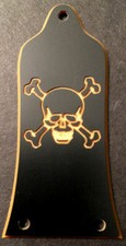 GUITAR TRUSS ROD COVER - Engraved Etched - Fit EPIPHONE - SKULL BONES BLACK GOLD