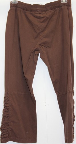 Veer Brown Capri Pants Elastic Ruffle At Bottom of Legs Tie Front Size Large New - 第 7/8 張圖片