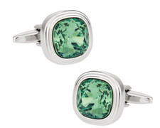 8.03 Carats Green Emerald In 935 Silver Men's Fashion Elegant Cuff Links