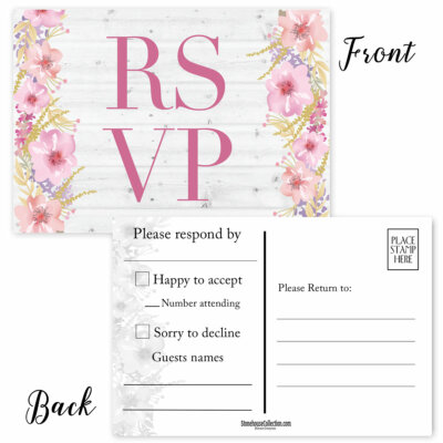 Floral Print RSVP Postcards – 4 × 6 inches, 40 Postcards – B17074