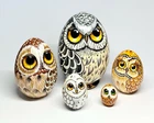 Owl Nesting Doll Eggs 11cm/4,3'', Matryoshka 5pcs, Personalised Gift, Room Decor