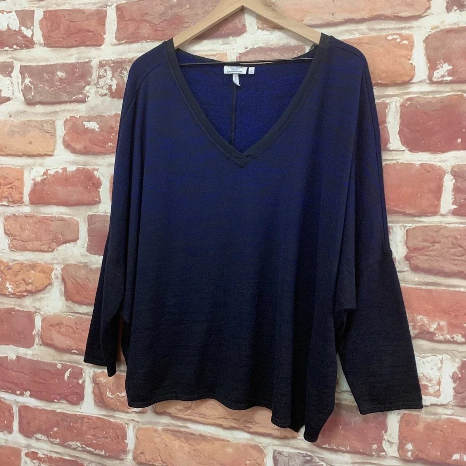 Suéter Simply Vera Wang para mujer XL azul negro jaspeado tejido mangas Dolman Foto 3 de 4