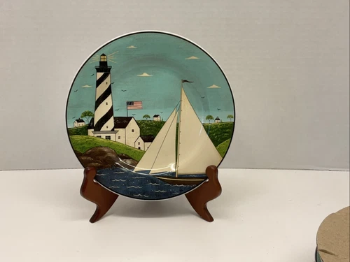 VTG Coastal Breeze Sakura Warren Kimble 1998 Salad Plate Lighthouse