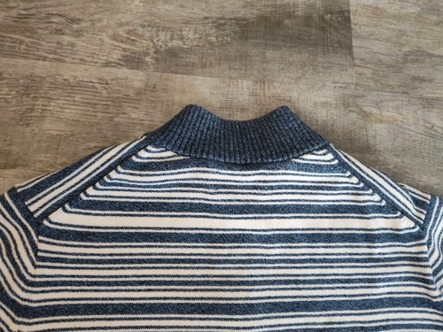 Duluth Trading Strongarm 1/4 Zip Mock Neck Sweater Blue Striped Mens 2XL XXL EUC - Picture 17 of 17