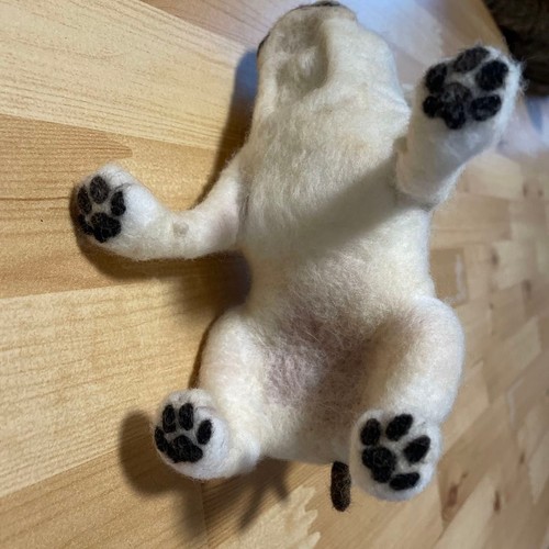 Estatuilla de Bulldog Francés Hecha a Mano de Fieltro de Lana Hecha en Japón - Imagen 6 de 8