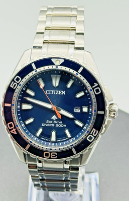 Citizen Eco-Drive Watch Promaster Diver Blue Dial Steel Bracelet 200M BN0191-55L
