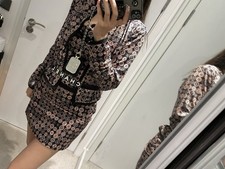 Set cardigan e abito vintage stampa Chanel S