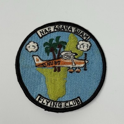 Nas Agana Guam Flying Club Patch Airplane Flying Circle Round