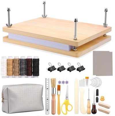 49 Pcs Book Binding Kits Wooden Book Press Materials Bookbinding Supplies for...