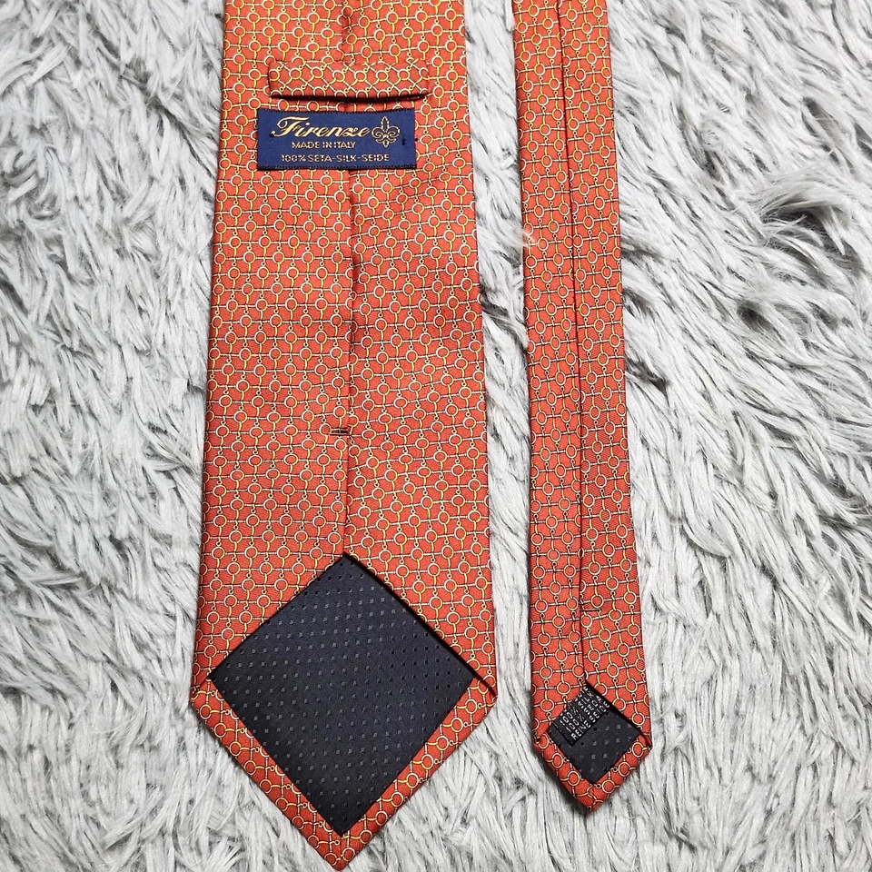 Gravata social Firenze masculina luxo seda padrão geométrico feita na Itália 60 polegadas - Imagem 2 de 4