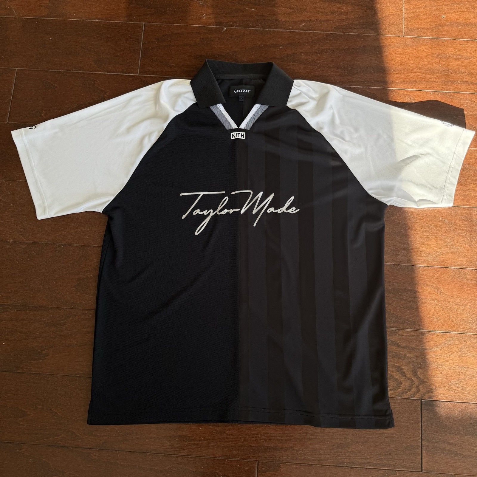 Polo Shirt Black White Size L Polyester