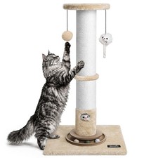 35-Inch Tall Cat Scratching Post, Stable Base for Large Cats, Beige
