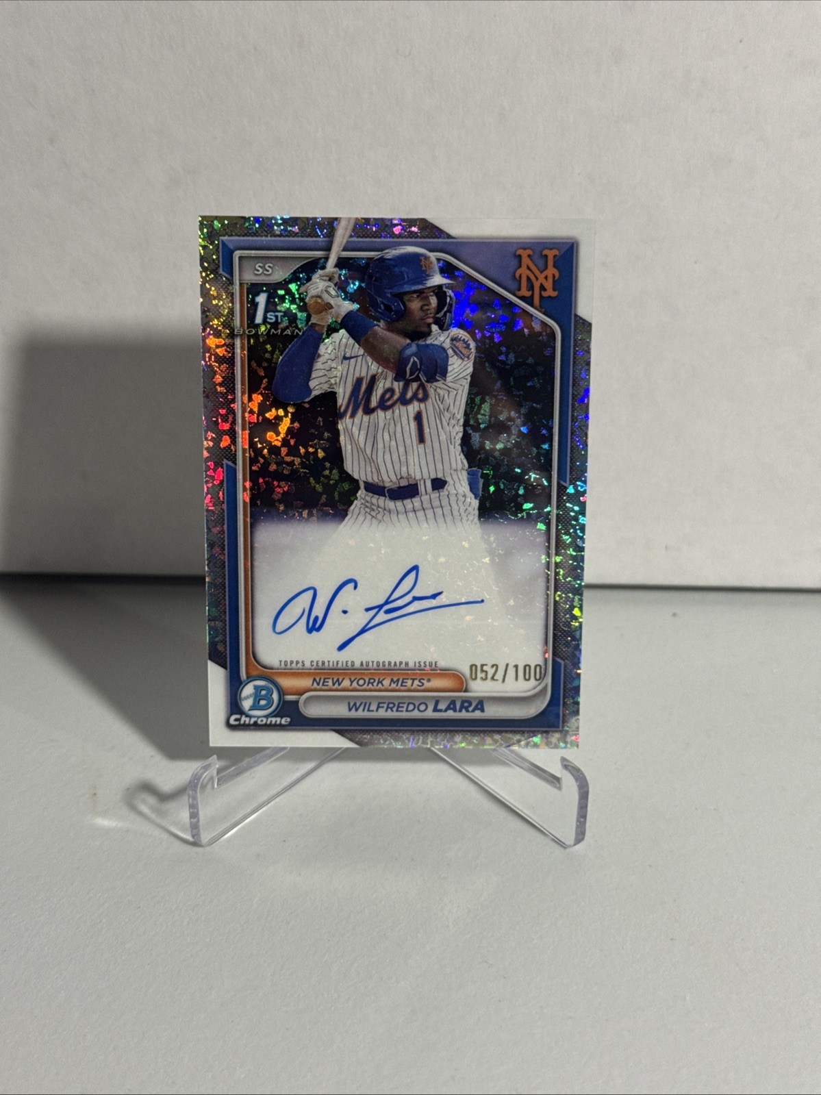 Wilfredo Lara 2024 1st Bowman Chrome AUTO Mini Diamond REFRACTOR 038/100 RC