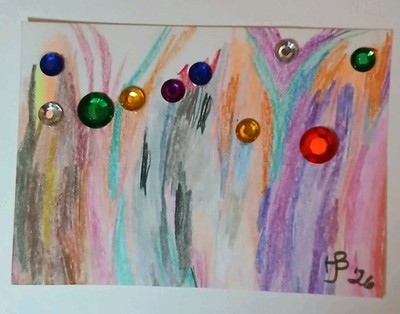 ACEO ATC Original Artist Trading Cards 4 Of 4 Abstract Colored Pencil Drawing 
