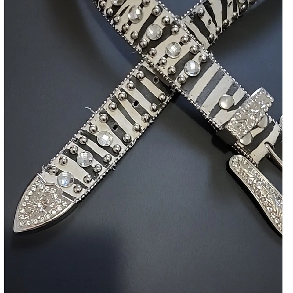 Cinturón de Cuero Blazin Roxx Vaquera Occidental Cebra Estrás Rancho Rodeo M Foto 3 de 4