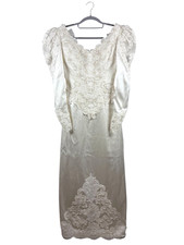 Jasmine Long Sleeve Vintage 80s 90s White Wedding Embellished Dress Sz 12