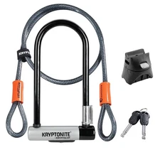 Kryptonite Kryptolok Standard Bike U-Lock w/ 4ft Security Cable,Bracket and Keys