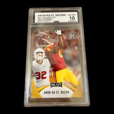 2021 Leaf Draft Amon-Ra St. Brown 27 Trojans Rookie RC Card /GEM MINT 10