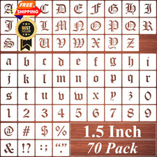 1.5 Inch Alphabet Letter Stencils for Painting - 70 Pack Old Inch, White