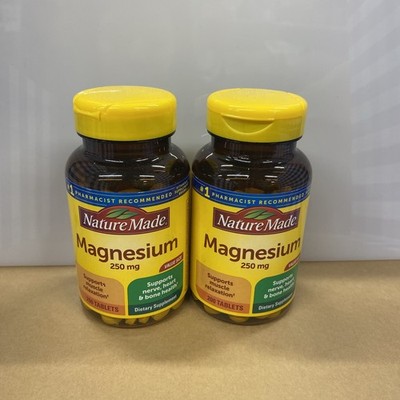 2X NEW Nature Made Magnesium 250 Mg, Dietary Supplement, 200CT Each/Exp.Read
