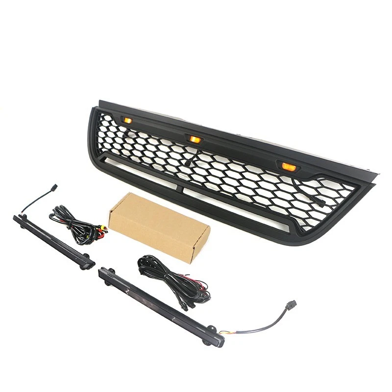 Parrilla delantera negra apta para Ford Explorer 2002 2003 2004 2005 parrilla con barra LED Foto 3 de 4
