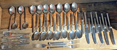 Guy Degrenne France ABSOLU 36 pc Set Flatware FORKS KNIVES SPOONS Stainless