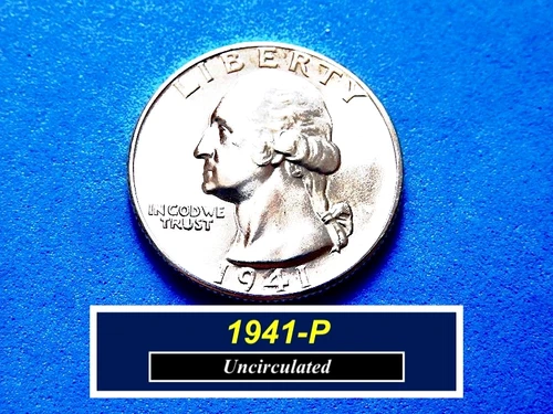 1941-P "BU"  Washington  Quarter ➪ Full Design Details ➪ Lustrous Coin  ➪ 241p