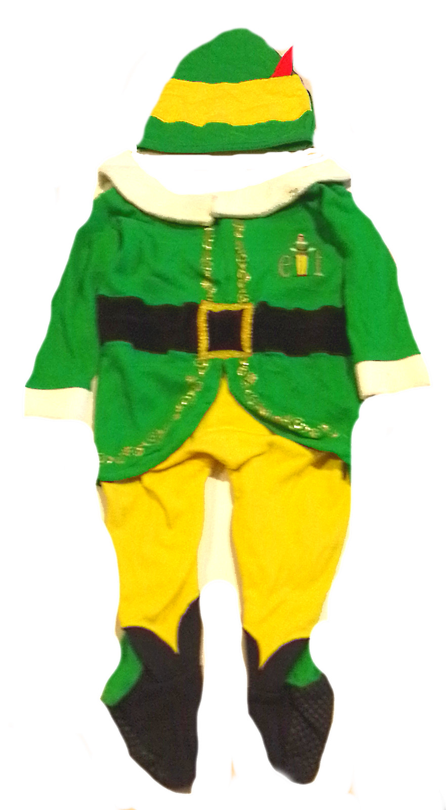 Traje y sombrero de cuerpo completo 'Elf' verde - George - bebé 9-12 meses - bueno